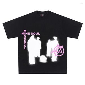 T-shirts pour hommes surdimensionnés Y2k vêtements hommes drôle coton Hip Hop Vintage O cou Harajuku gothique Portrait motif à manches courtes Streetwear