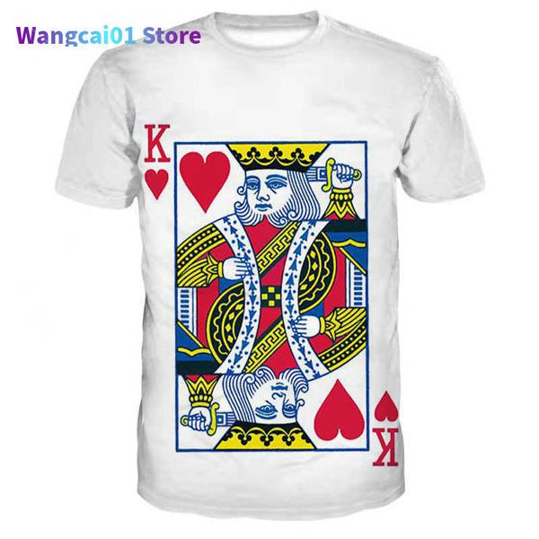 Camisetas de hombre de gran tamaño con estampado de tarjeta 3D, camiseta Red Star K Poker Harajuku, ropa de calle acogedora para hombres y mujeres, camisetas 0301H23