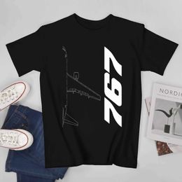 T-shirts masculins Boeing 767 Silhouette Cotton T-shirt Boeing Novely Mens T-shirt Summer Y2k Custom Custom Clothingl2403