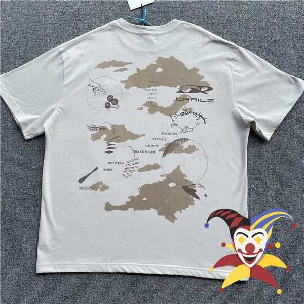 Camisetas para hombres Grailz de gran tamaño T Shirt Hombres Mujeres 1 1 Top de alta calidad Camisetas bordadas Mapa geométrico lavado Impresión camiseta T221202