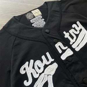 Heren T-shirts Oversized Kapital Zwart Shirt Heren Dames 1 1 Beste kwaliteit Botborduurwerk Brief Baseball Shirts met korte mouwen J240103