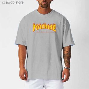 Homens camisetas Oversized solto manga curta t-shirt mens caiu ombro fitness camisa verão malha rápida seca respirável ginásio musculação tees t240105