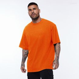 Heren t shirts oversized shirt mannen drop schouders gym bodybuilding fitness los hiphop t-shirt snel droge gaas streetwear sport t-shirt