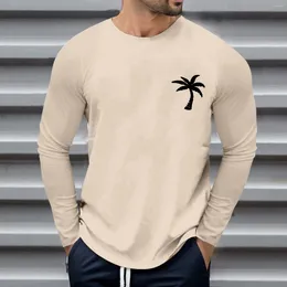 T-Shirts pour hommes chemise surdimensionnée pull T-Shirts simples hauts imprimé cocotier pour hommes automne hiver Dailywear Ropa Hombre