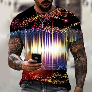 T-shirt surdimensionné à manches courtes pour hommes, col rond, impression artistique tridimensionnelle 3D, coloré, Style de rue, haut décontracté