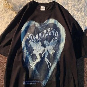 T-shirts pour hommes T-shirt surdimensionné Dark Punk Goth Butterfly Print T-shirt Femmes Hip Hop Strtwear Tops Casual Slve Sum Summer Ts Ts T240419