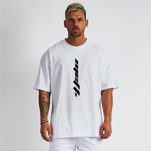 T-shirts pour hommes T-shirt surdimensionné Mens Mesh Loose Droped Shoulder Half Sleeve Sportswear Fitness Shirt Summer Gym Vêtements Bodybuilding Tees