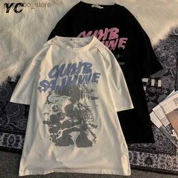 T-shirts hommes T-shirt surdimensionné Femmes Harajuku Punk Gothic Hip-Hop Streetwear Tops T-shirt Femme Été Casual Manches courtes Femme Vêtements Q240130