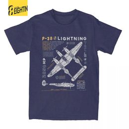 T-shirts voor heren P-38 Airplane Spitfire Retro Pilot T-shirt Heren 100% katoen grappig t-shirt o nek T-shirt shirt shirt shirt korte mouw kleding print T240425