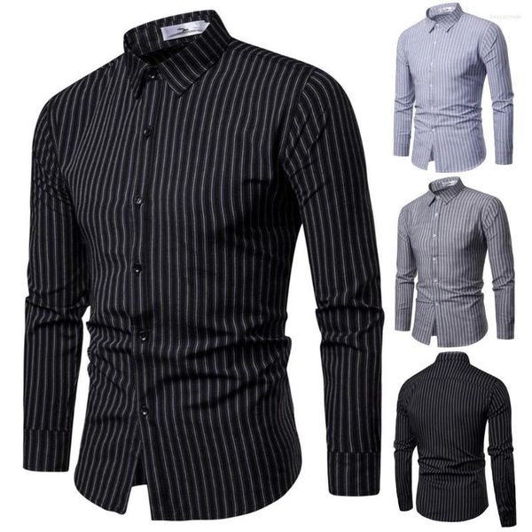 Camisetas para hombre, pijama, camisa de manga larga estampada a rayas de negocios grandes, Tops para hombre, blusa de ocio, moda de algodón para hombre