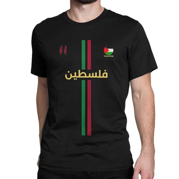 T-shirts pour hommes Palestine Carte de football T-shirt Mens Coton Great T-shirt Round Neck T-shirt Short Silver Clothing 4xl 5xl T240508