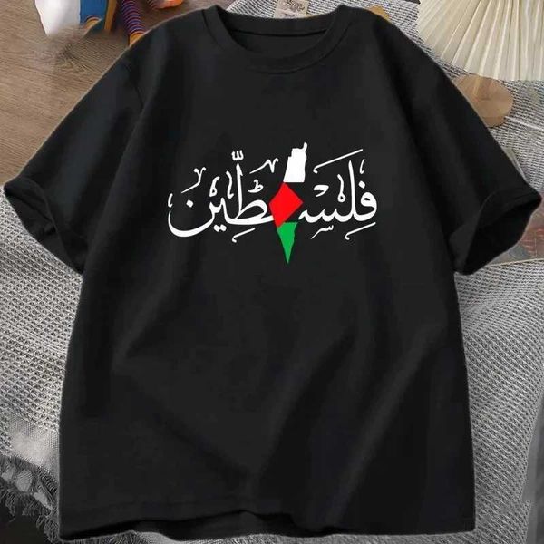 T-shirts masculins Palestine Femmes Plus Taille Nom de coton Palestine Carte Mens T-shirt Coton T-shirt Gaza T-shirt T-shirt Fashion T-shirt T240508