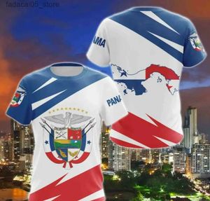 T-shirts masculins Panama drapeau 3D T-shirt imprimé Summer Casual Zipper Mens Loose Short à manches supérieures Q240425