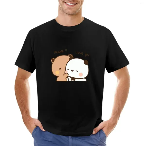 Camisetas para hombre Panda Bear Bubu Dudu Love You camiseta talla grande negro algodón para hombre