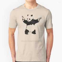Camisetas de hombre Panda con pistolas (diseño desgastado) Camisa de manga corta Ropa de calle Harajuku Verano Camiseta de alta calidad Tops Banksy Street