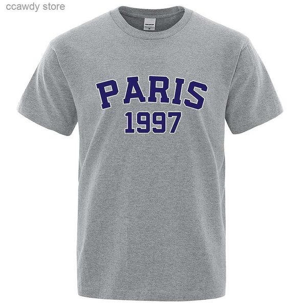 T-shirts masculins Paris 1997 Strt City Tter Men Men Fashion Tshirs Brashab Summer Designer Luxury Cotton Loose T Vêtements H240507