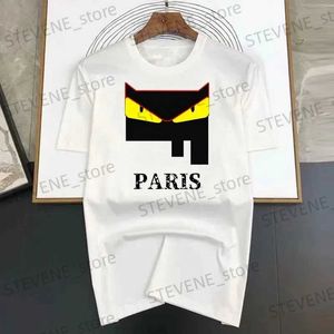 T-shirts hommes Paris lettre chat imprimé court Slve TS marque de luxe coton hommes T-shirts T-shirts décontractés été Hip Hop surdimensionné Strtwear T240325