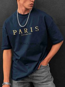 T-shirts masculins Paris Romantic City Letter Graphic Imprimer Tees Men T-shirt Summer Loose Vêtements Coton Oversize Tshirt Street Soft Tops H240408