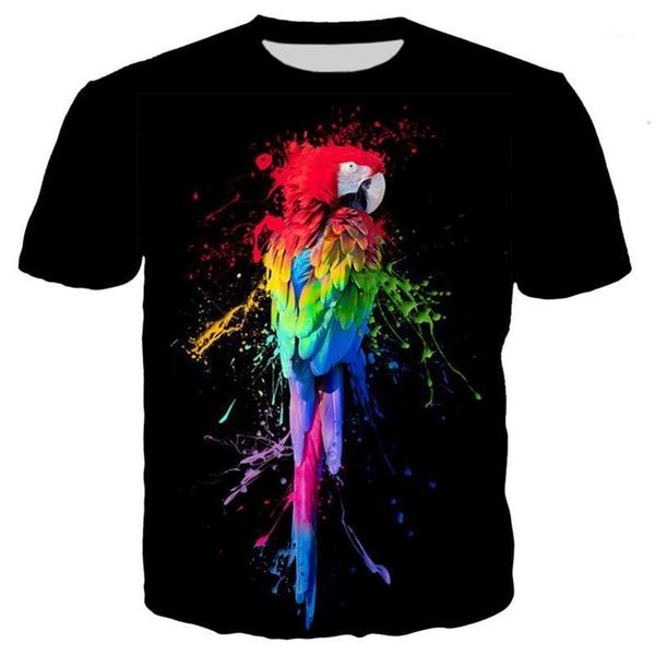 Camisetas para hombres Parrot Peacock T-shirt Flower Habel Bird Impresión 3D Cool Male Mujer Casual Street Manga corta S-5XL