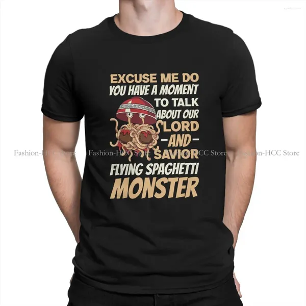 Camisetas masculinas pastafarianismo fsm volando espagueti monstruterismo poliéster camiseta para hombres disculpe la camiseta de verano básica de alta calidad