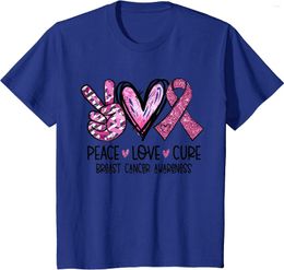 T-shirts pour hommes Paix Love Cure Ribbon Cancer Cancer Cancer du sein T-shirt