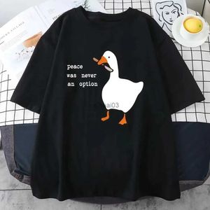 Camisetas para hombres La paz nunca fue una opción Estampados Camiseta para hombres Patos divertidos Camiseta de algodón de manga corta Tops sueltos casuales Mujeres Hombre Camisetas Ropa