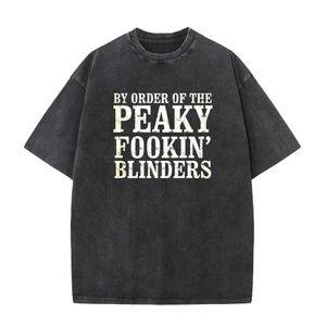 T-shirts pour hommes Peaky Fookin Boulines vintage Shelby Brothers Vintage T-shirt Wash Vintage Mens Côtes courtes T-shirt Black Mens Plus taille J240419