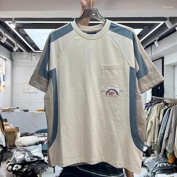 T-shirts pour hommes Coupe personnalisée Couture visuelle Slim Simple Chemise à manches courtes