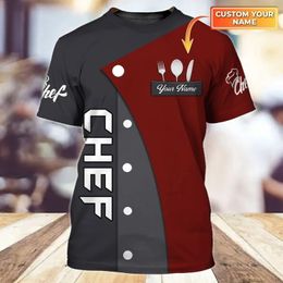 Camisetas de hombre Nombre personalizado Camisa de chef Camiseta de verano para hombre Regalo de amantes de la cocina Camiseta unisex impresa en 3D Regalo para chef Camiseta fresca casual DW56 230302