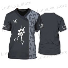 Camisetas para hombres Camisetas para mascotas Camisetas para perros Gato Crooming 3D estampado Strtwear Men Mujeres Moda de gran tamaño Cosla Ts Tops Uniforme T240419