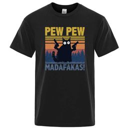 T-shirts pour hommes Pew Madafakas Tshirt Hommes Manches courtes Nouveauté Funny Cat T-shirt Coton Oversize Tops Chemises T-shirt Col ras du cou Streetwear