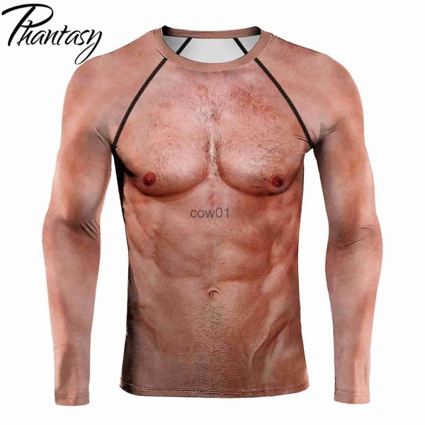 T-shirts pour hommes Phantasy Summer Muscle T-shirt Hommes Tops de couleur chair Casual Lâche Streetwear 3D T-shirt imprimé Sport T-shirts Blouse surdimensionné J231111