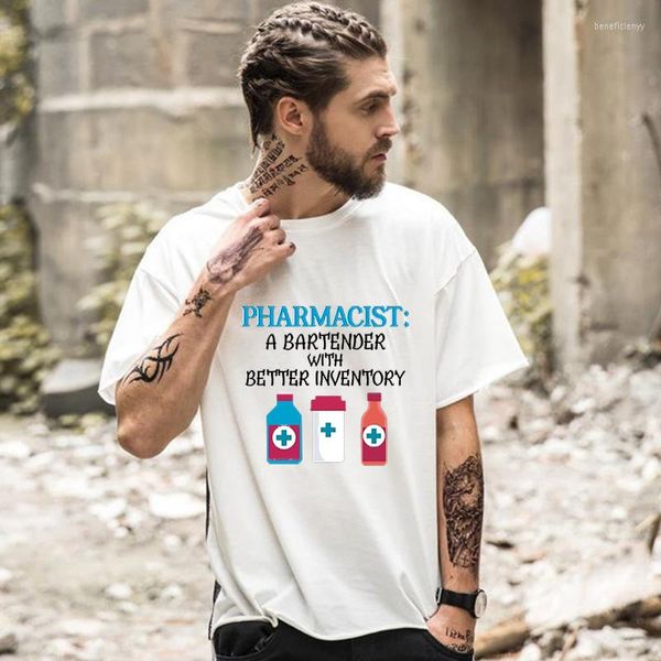 T-shirts pour hommes Pharmacien Hombre Chemise Un barman avec une meilleure lettre d'inventaire T-shirt imprimé Funny Pharmacy School Graduation Gift Camisetas