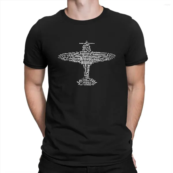 T-shirts pour hommes Alphabet phonétique Pilote d'avion Flying Aviation T-shirt créatif pour hommes Cadeau rétro Col rond Chemise de base Hip Hop Anniversaire