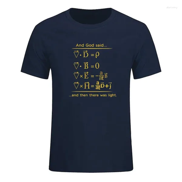 T-shirts pour hommes Chemise de physique Dieu dit les équations de Maxwell et puis il y avait de la lumière Nerd Design T-shirt en coton Hommes Science Haut d'été