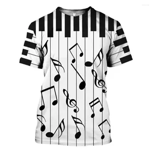 T-shirts pour hommes Piano Music 3D T-shirt imprimé O Cou Tops Hommes Femmes Hip Hop Mode Casual Harajuku Chemise à manches courtes Streetwear Tee A4