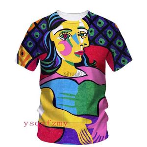 T-shirts pour hommes Picasso Peinture à l'huile Impression 3D HD Art Graffiti Personnalité Mode Hommes et femmes Col rond Manches courtes Street Casual T-shirt