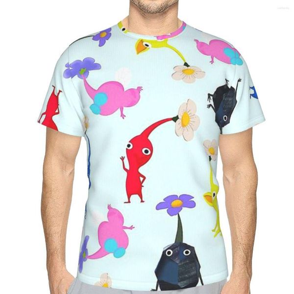 Camisetas de hombre Pikmin O cuello poliéster camiseta colorido juego Original camisa fina hombres ropa moda