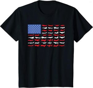 Heren t shirts pilootvliegtuig Amerikaans vlag vliegvliegtuig luchtvaart t-shirt