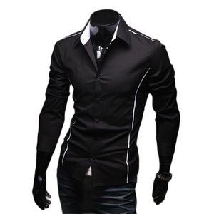Camisetas para hombres Camisas ajustadas con ribetes 5902 Camisa musculosa Manga de borde Vestido de lujo Diseñador casual 3 Color elegante Largo