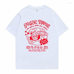 Heren t shirts pizza toren geef een duim omhoog grafisch t-shirt korte mouw mannelijke katoen oversized t-shirt mannen vrouwen hiphop mode vintage