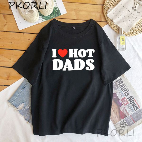 T-shirts pour hommes Pkorli T-shirt en coton drôle imprimé I Love Dady masculin fête des pères T-shirt à manches courtes t-shirts vêtements 230404
