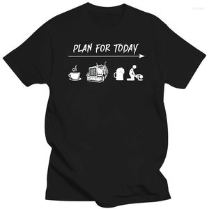 Camisetas para hombre Plan For Today café camión cerveza divertida camiseta negra 2023 primavera Slim Fit hombres Hipster cuello redondo Tops hacer mi propia camisa