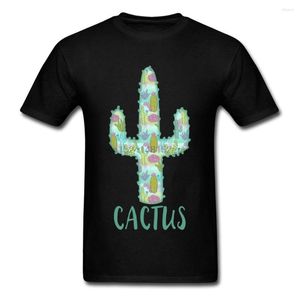 T-shirts pour hommes T-shirt végétal pour étudiant T-shirt en coton masculin personnalisé de haute qualité sans bouton Conception 3D Dessin Chemise Cactus Collage