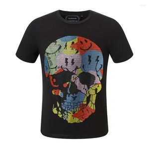 T-shirts pour hommes PLEINXPLEIN Design Original Summer Men T-shirt Hip Hop Strass Shine Short Sleeve Skulls Tees Party White 144