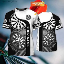 T-shirts pour hommes Plstar Cosmos Nom personnalisé Darts 3D partout imprimé été hommes T-shirt unisexe décontracté à manches courtes Dart Player cadeau DW83 L240304