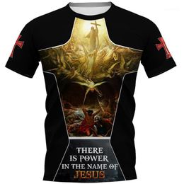 T-shirts T-shirts PLSTAR Kosmos Knight Templar Jesus 3D Gedrukt T-shirt Harajuku Streetwear T-shirts Hip Hop Mannen voor Dames Korte Mouw 08