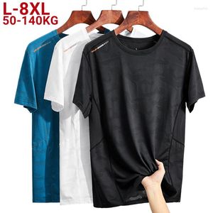 Mannen T Shirts Plus Size 4xl 6xl 7xl 8xl Mannen T-shirt Zomer Camouflage Sneldrogende Zwart Blauw T-shirts korte Mouw Wit O-hals Ijs Zijde Tee