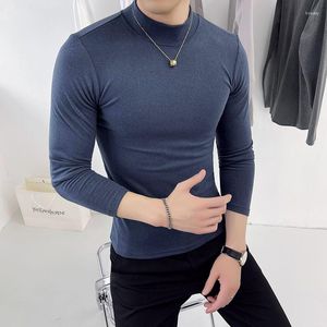 T-shirts pour hommes grande taille 4XL-M automne hiver velours à manches longues T-Shirts pour hommes vêtements 2023 Slim Fit décontracté solide t-shirt Homme tout