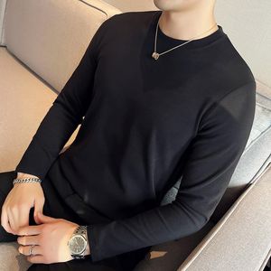 Hommes t-shirts grande taille 4XL-M automne hiver à manches longues velours pour hommes vêtements 2023 col rond Slim Fit décontracté t-shirt Homme